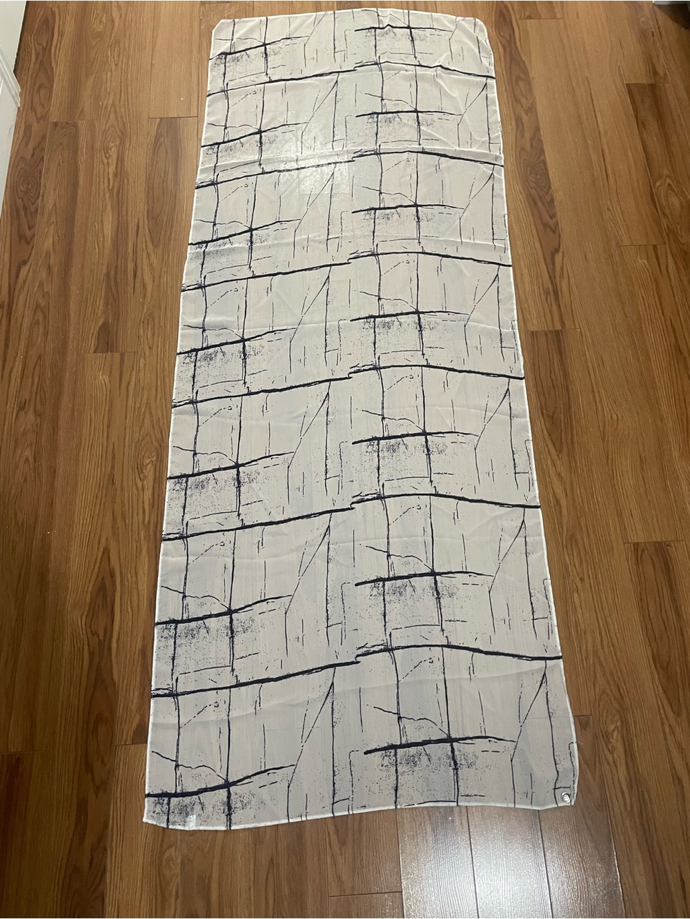 Neutral Tile-Print Scarf, White with Black Grid